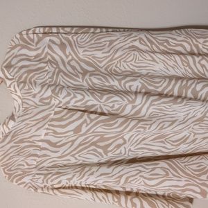 Women's Zebra Print Blouse - Cream and Tan